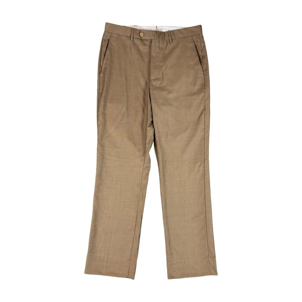 Santorelli Mens 34W Tan Wool Twill Super 110's Dress Pants Regular Straight
